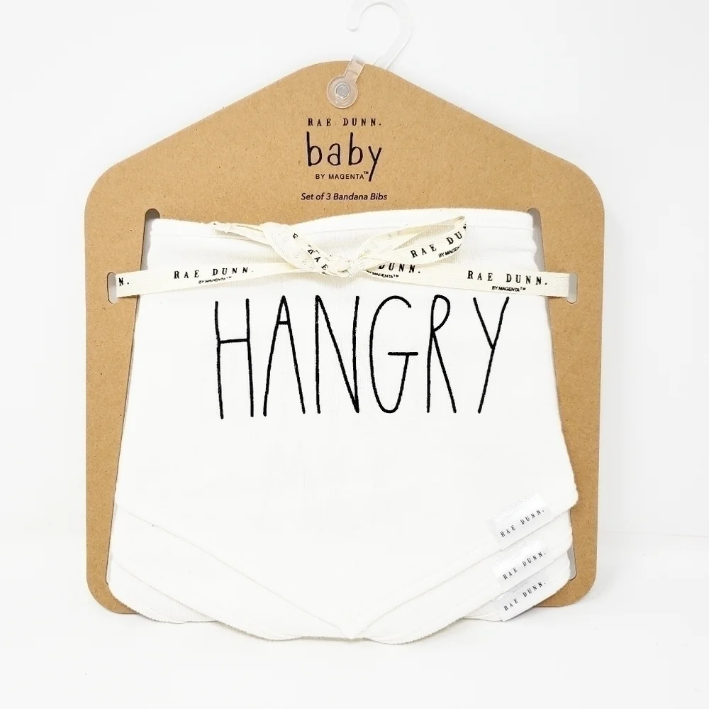 RAE DUNN Hangry bib set bandana style